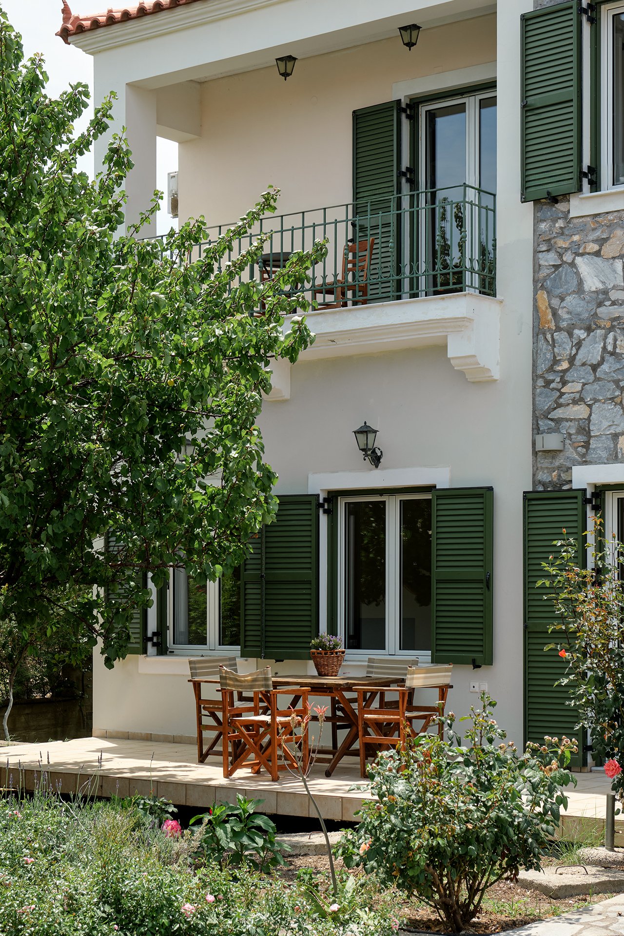Lesvos Villas garden with facade view
